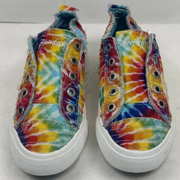 Blowfish Malibu Womens Size 8 Rainbow Tie Dye Play Sneakers Slip On Canvas - Picture 2 of 12